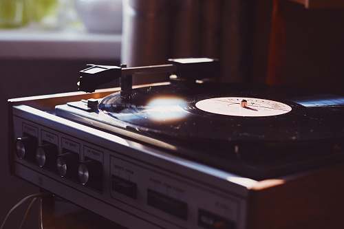 record player focus photo of vinyl player retro
